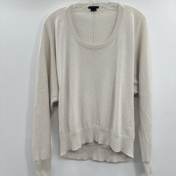Theory 100% Cashmere Juwan Scoop Neck Sweater Sz L Light Gray Taupe - Picture 1 of 11